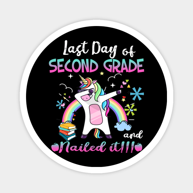 Happy Last Day of 2nd Grade Teacher Student Unicorn Dab T-Shirt Magnet by Simpsonfft